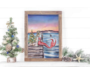 Christmas Mermaid 8x10 or 5x7 Fine Art Print