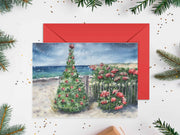 Christmas Beach Hydrangeas 5x7 Blank Christmas Greeting Card