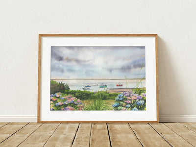 Chatham Hydrangeas Coastal Watercolor Print – 5x7, 8x10, or 11x14 Fine Art by ALR Designs