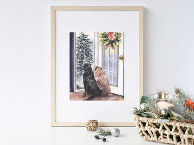 Christmas Labs 8x10 or 5x7 Fine Art Print