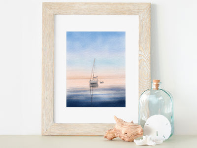 Peach Sunset Sail 5x7 or 8x10 Fine Art Print