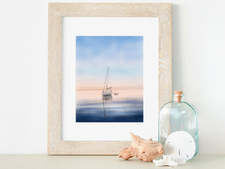 Peach Sunset Sail 5x7 or 8x10 Fine Art Print