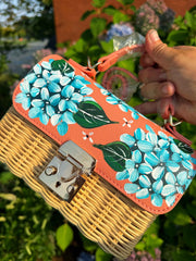 Hand Painted Hydrangea Bag- Coral 03