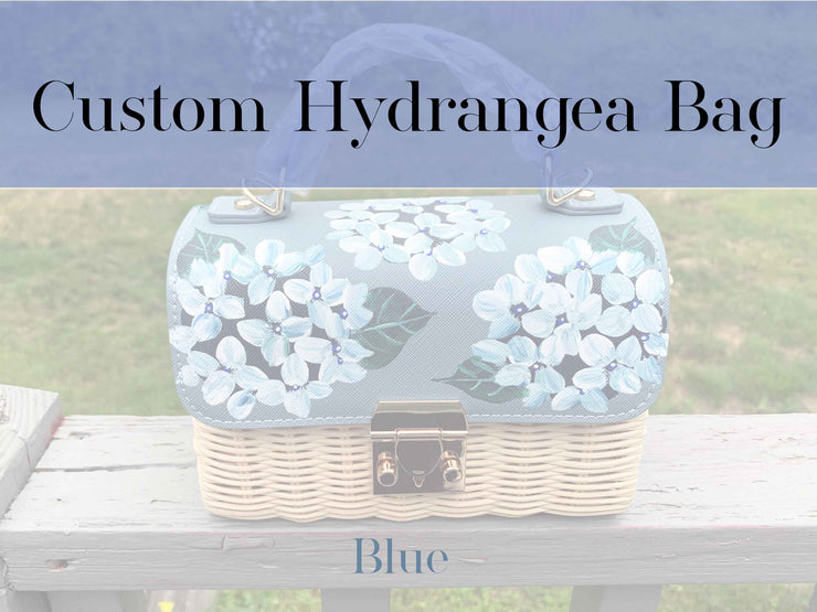 Custom Hand Painted Hydrangea Bag, Blue