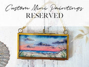Custom Beach Mini Original Paintings in Hanging Brass Frame- RESERVED