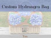 Custom Hand Painted Hydrangea Bag, Tan