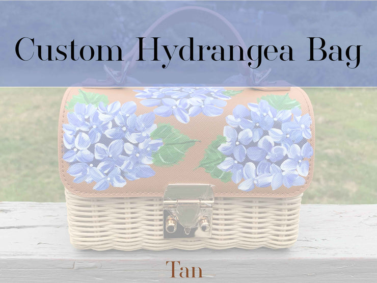Custom Hand Painted Hydrangea Bag, Tan