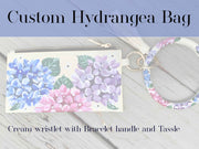 Custom Hand-Painted Hydrangea Wristlet