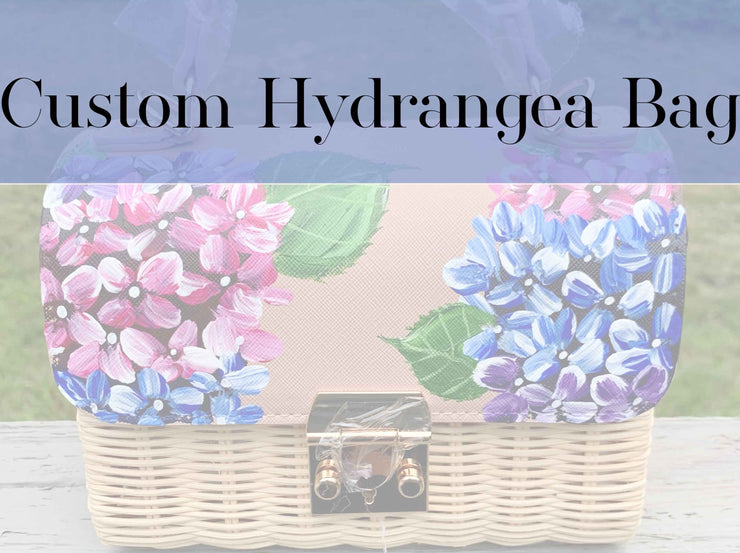 Custom Hand Painted Hydrangea Bag, Blush