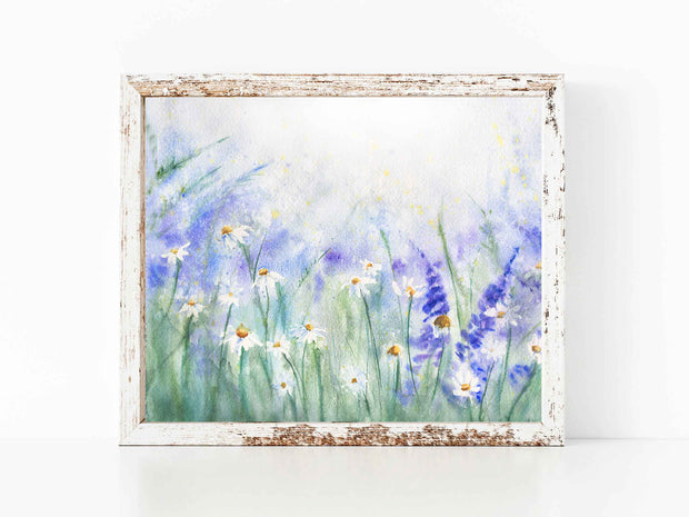 Misty Daisy Meadow Floral Watercolor Print – 5x7, 8x10, or 11x14 Fine Art by ALR Designs