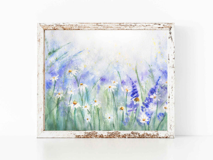 Misty Daisy Meadow Floral Watercolor Print – 5x7, 8x10, or 11x14 Fine Art by ALR Designs