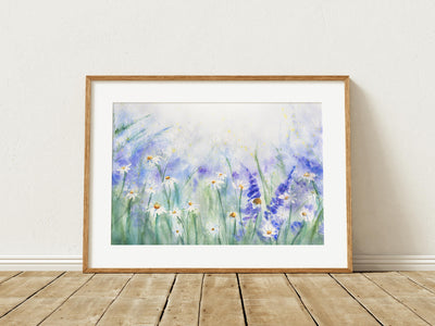 Misty Daisy Meadow Floral Watercolor Print – 5x7, 8x10, or 11x14 Fine Art by ALR Designs