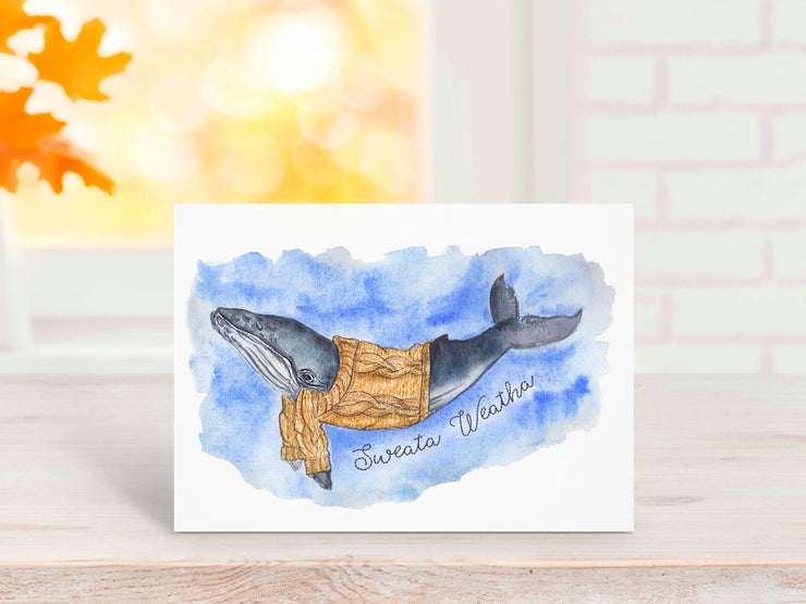 Sweata Weatha Whale 5x7 Blank Greeting Card
