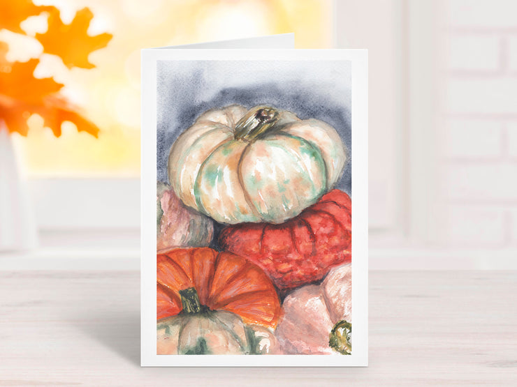 Pumpkin Grey 5x7 Blank Greeting Card