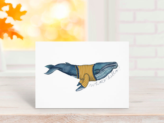 Whale Hello with Shirt 5x7 Blank Greeting Card