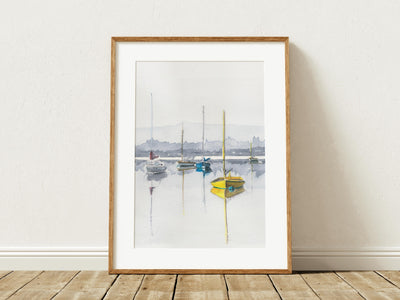 Foggy Sail Coastal Watercolor Print – 5x7, 8x10, or 11x14 Fine Art by ALR Designs