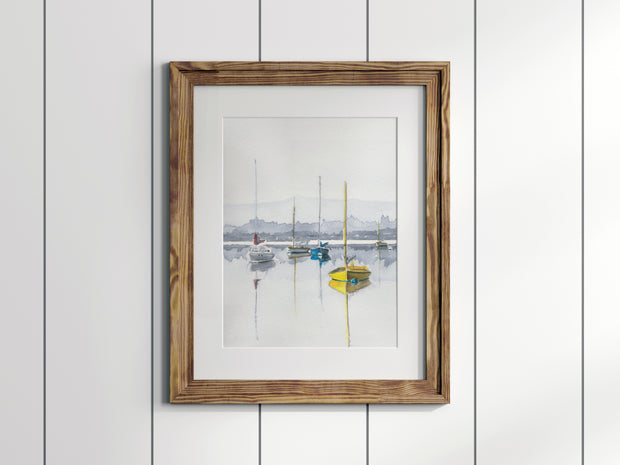 Foggy Sail Coastal Watercolor Print – 5x7, 8x10, or 11x14 Fine Art by ALR Designs