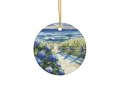 Hydrangea Pathway Ceramic Christmas Ornament
