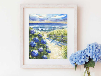 Blue Hydrangea Pathway Fine Art Print