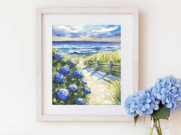 Blue Hydrangea Pathway Fine Art Print
