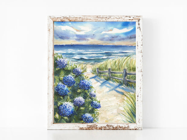 Blue Hydrangea Pathway Fine Art Print