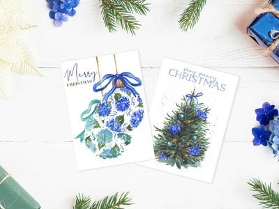 Merry Hydrangea Christmas Card Set
