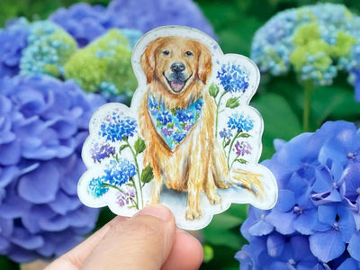 Colorful Hydrangea Golden 3 in. Waterproof Vinyl Sticker