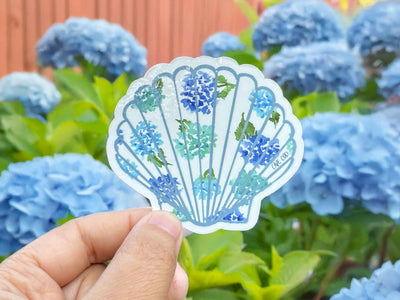 Hydrangea Shell 3 in. Waterproof Vinyl Sticker