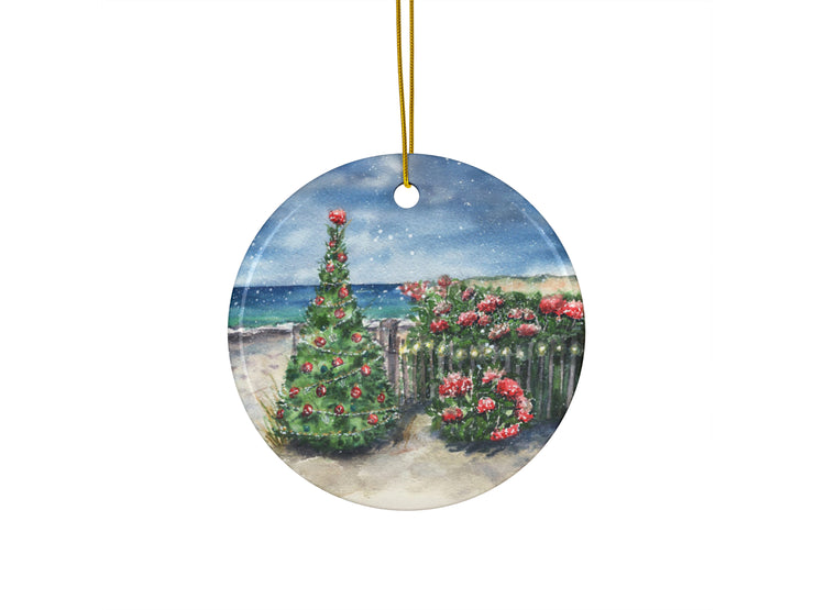 Hydrangea Beach Christmas Ceramic Christmas Ornament