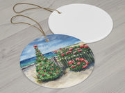 Hydrangea Beach Christmas Ceramic Christmas Ornament