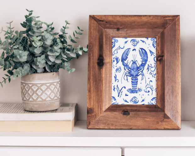 Blue Lobster Floral 5x7, 8x10, or 11x14 in Fine Art Print