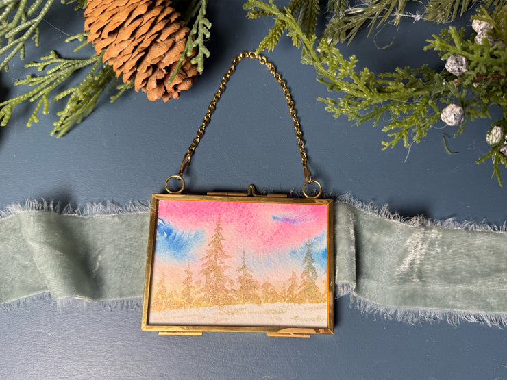Metallic Mini Painting in Hanging Brass Frame 04