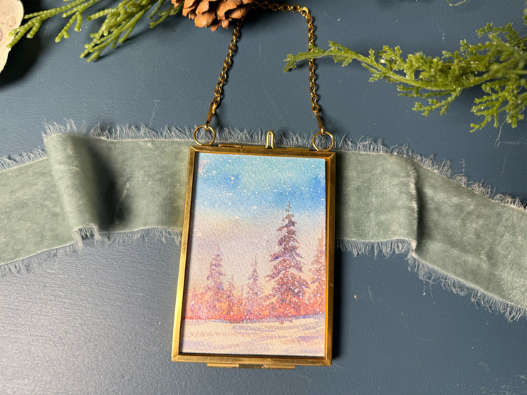 Metallic Mini Painting in Hanging Brass Frame 06