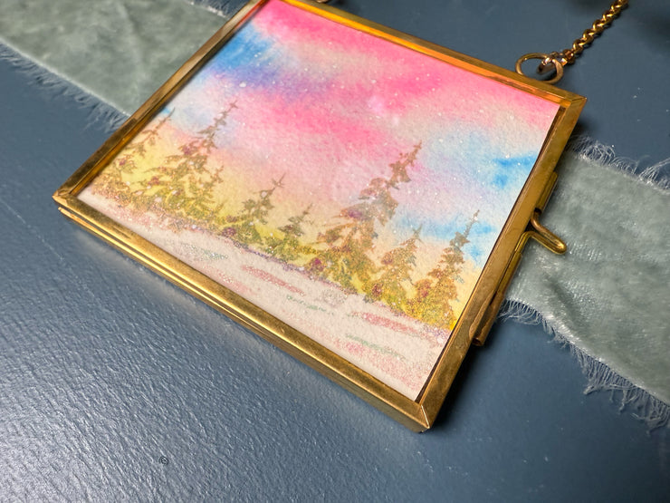 Metallic Mini Painting in Hanging Brass Frame 08