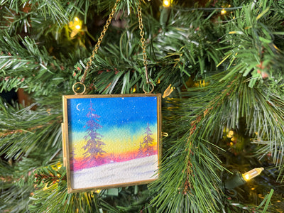 Metallic Mini Painting in Hanging Brass Frame 07