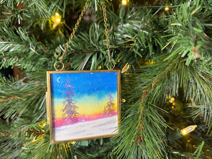 Metallic Mini Painting in Hanging Brass Frame 07