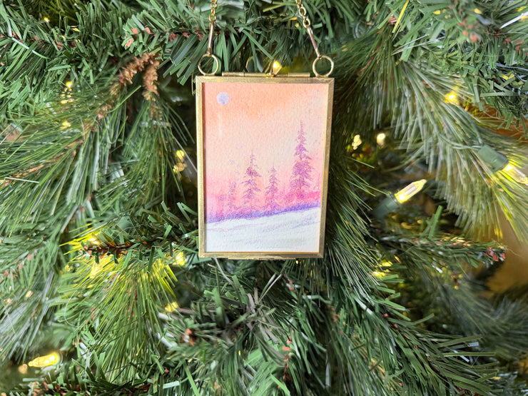 Metallic Mini Painting in Hanging Brass Frame 01