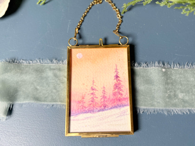 Metallic Mini Painting in Hanging Brass Frame 01