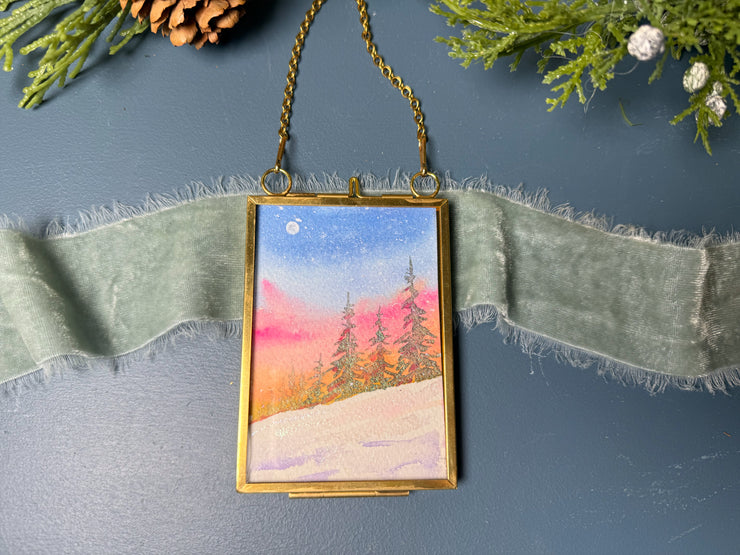 Metallic Mini Painting in Hanging Brass Frame 02