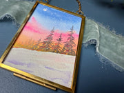Metallic Mini Painting in Hanging Brass Frame 02