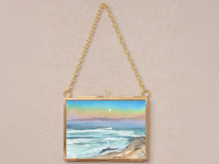 Mini Paintings in Hanging Brass Frame