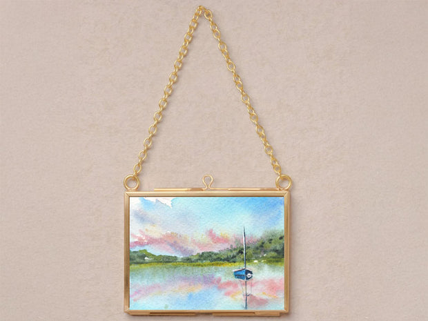 Mini Paintings in Hanging Brass Frame