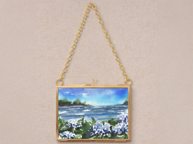 Mini Paintings in Hanging Brass Frame
