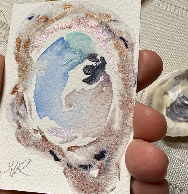 Mini Paintings in Hanging Brass Frame