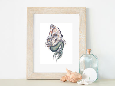 Oyster Mermaid 5x7 or 8x10 Fine Art Print