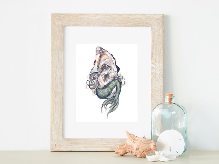 Oyster Mermaid 5x7 or 8x10 Fine Art Print