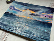 Metallic Ocean Landscape Original Watercolor Painting