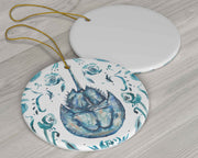 Horseshoe Crab Floral Ceramic Christmas Ornament *PRE-ORDER*