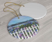 Colorful Hydrangeas Ceramic Christmas Ornament