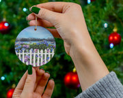 Colorful Hydrangeas Ceramic Christmas Ornament